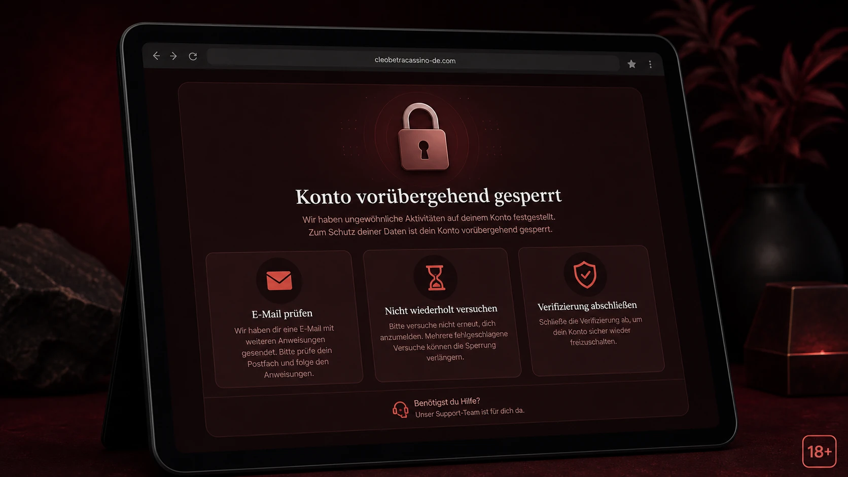 Vorübergehende Sperre des Benutzerkontos